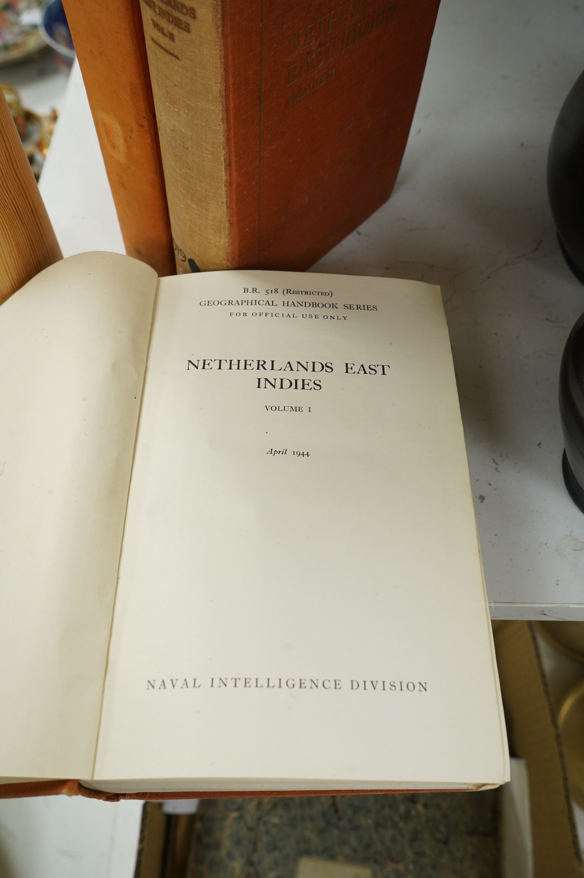 Naval Intelligence Division, Geographical Handbook Series - Netherlands East Indies. (3 pocket maps), 2 vols., 1944; Indo-China (1 pocket map). 1943 (3)